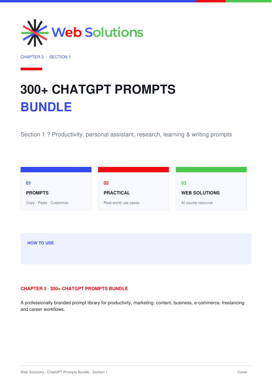 300 plus ChatGPT Prompts PDF preview